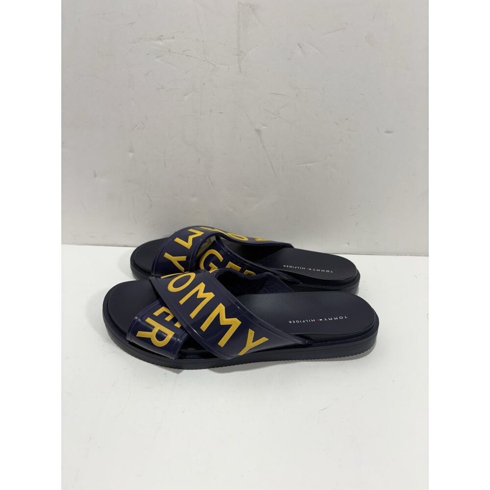 Tommy Hilfiger Slides Sandals Womens Sz 7 Open Toe Blue Yellow Sonyahz Shoes New